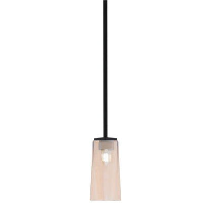 Toltec Franklin 5in 1-Light Mini Pendant | Modern Matte Black and Amber Gradient Glass | Kitchen Island & Dining Room | 5 x 10 in | Model 1201-MB-293