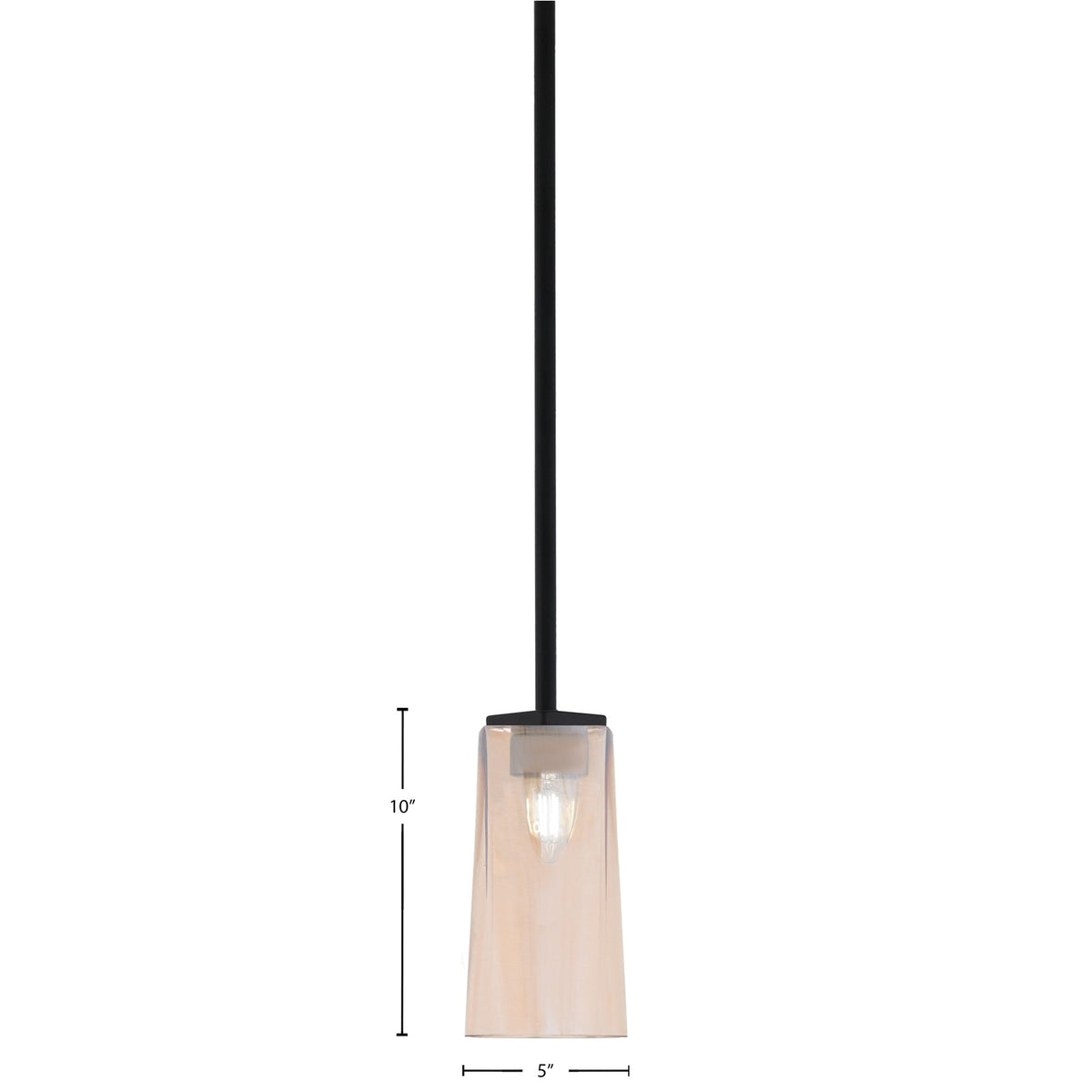Toltec Franklin 5in 1-Light Mini Pendant | Modern Matte Black and Amber Gradient Glass | Kitchen Island & Dining Room | 5 x 10 in | Model 1201-MB-293