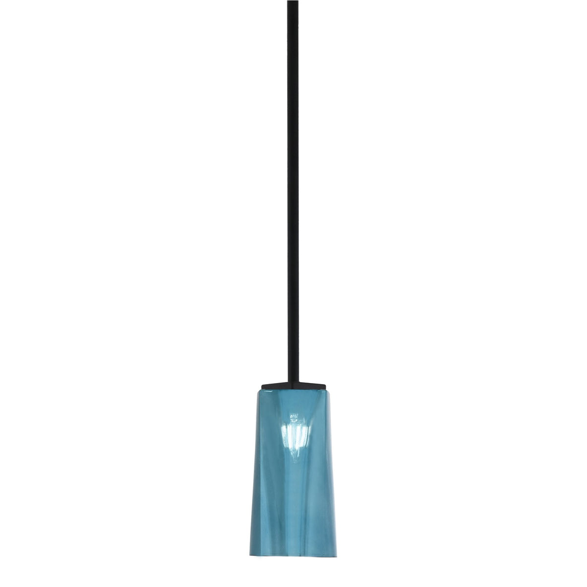 Toltec Franklin 5in 1-Light Mini Pendant | Modern Matte Black and Blue Gradient Glass | Kitchen Island & Dining Room | 5 x 10 in | Model 1201-MB-295