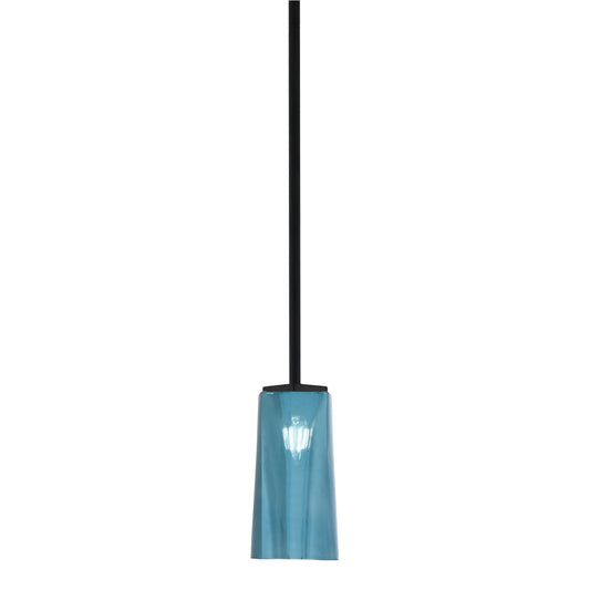 Toltec Franklin 5in 1-Light Mini Pendant | Modern Matte Black and Blue Gradient Glass | Kitchen Island & Dining Room | 5 x 10 in | Model 1201-MB-295
