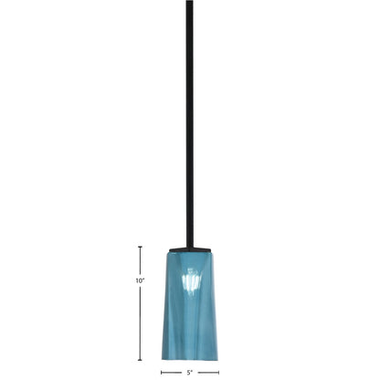Toltec Franklin 5in 1-Light Mini Pendant | Modern Matte Black and Blue Gradient Glass | Kitchen Island & Dining Room | 5 x 10 in | Model 1201-MB-295