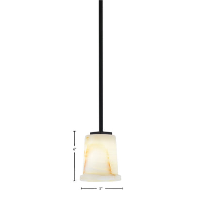 Toltec Franklin 5in 1-Light Mini Pendant | Modern Matte Black and Natural Stone Shade | Kitchen Island & Dining Room | 5 x 6 in | Model 1201-MB-4128