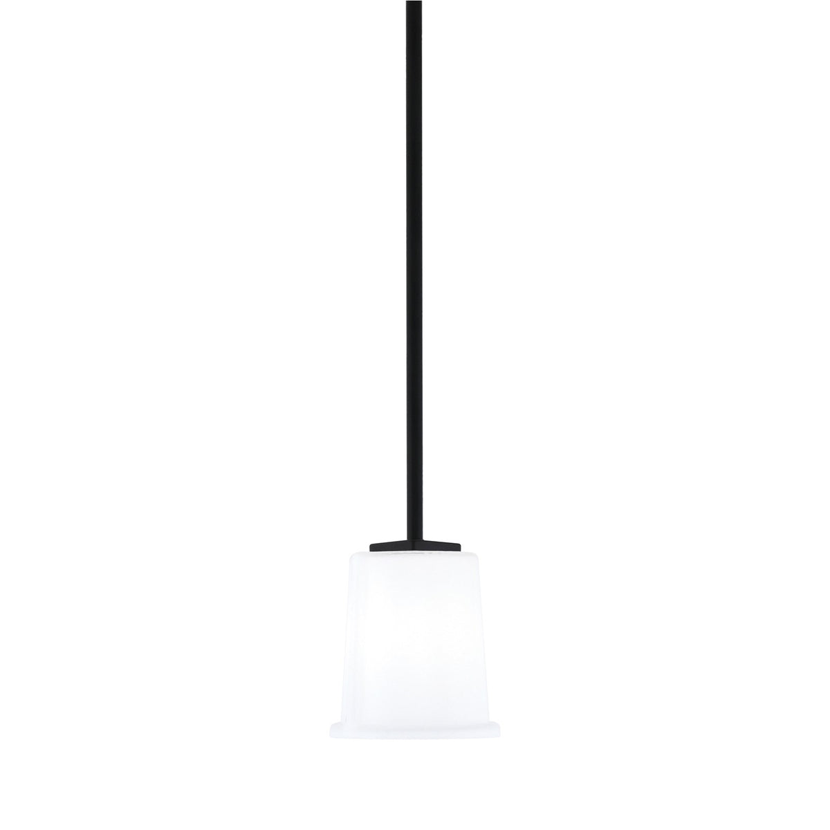 Toltec Franklin 5in 1-Light Mini Pendant | Modern Matte Black and White Opal Glass | Kitchen Island & Dining Room | 5 x 6 in | Model 1201-MB-5031