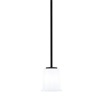 Toltec Franklin 5in 1-Light Mini Pendant | Modern Matte Black and White Opal Glass | Kitchen Island & Dining Room | 5 x 6 in | Model 1201-MB-5031