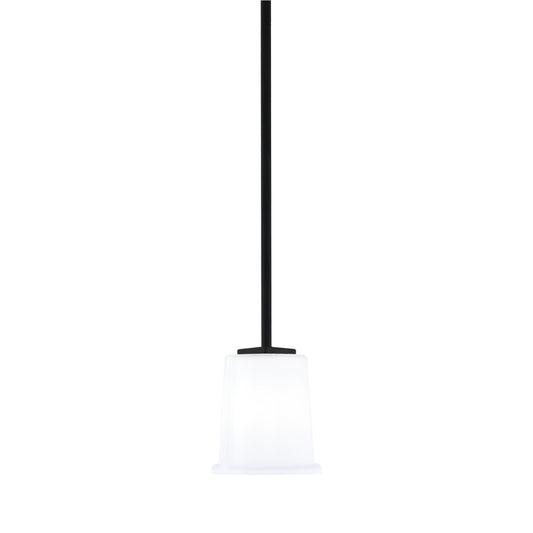Toltec Franklin 5in 1-Light Mini Pendant | Modern Matte Black and White Opal Glass | Kitchen Island & Dining Room | 5 x 6 in | Model 1201-MB-5031