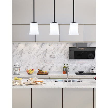 Toltec Franklin 5in 1-Light Mini Pendant | Modern Matte Black and White Opal Glass | Kitchen Island & Dining Room | 5 x 6 in | Model 1201-MB-5031