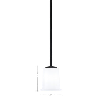 Toltec Franklin 5in 1-Light Mini Pendant | Modern Matte Black and White Opal Glass | Kitchen Island & Dining Room | 5 x 6 in | Model 1201-MB-5031