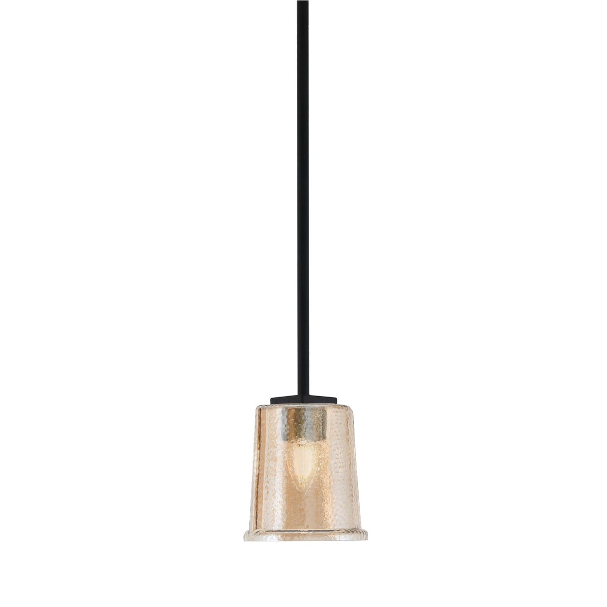 Toltec Franklin 5in 1-Light Mini Pendant | Modern Matte Black and Amber Bubble Glass | Kitchen Island & Dining Room | 5 x 6 in | Model 1201-MB-5033