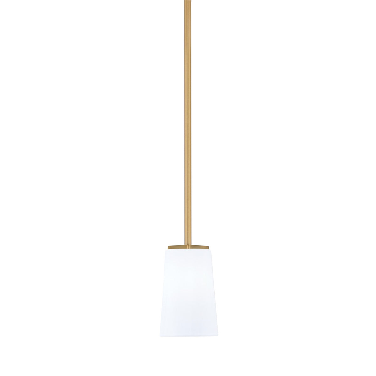 Toltec Franklin 4.5in 1-Light Mini Pendant | New Age Brass and White Opal Glass | Kitchen Island & Breakfast Bar | 4.5 x 7 in | Model 1201-NAB-261