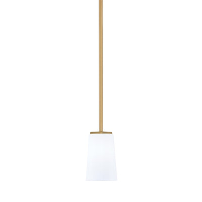 Toltec Franklin 4.5in 1-Light Mini Pendant | New Age Brass and White Opal Glass | Kitchen Island & Breakfast Bar | 4.5 x 7 in | Model 1201-NAB-261