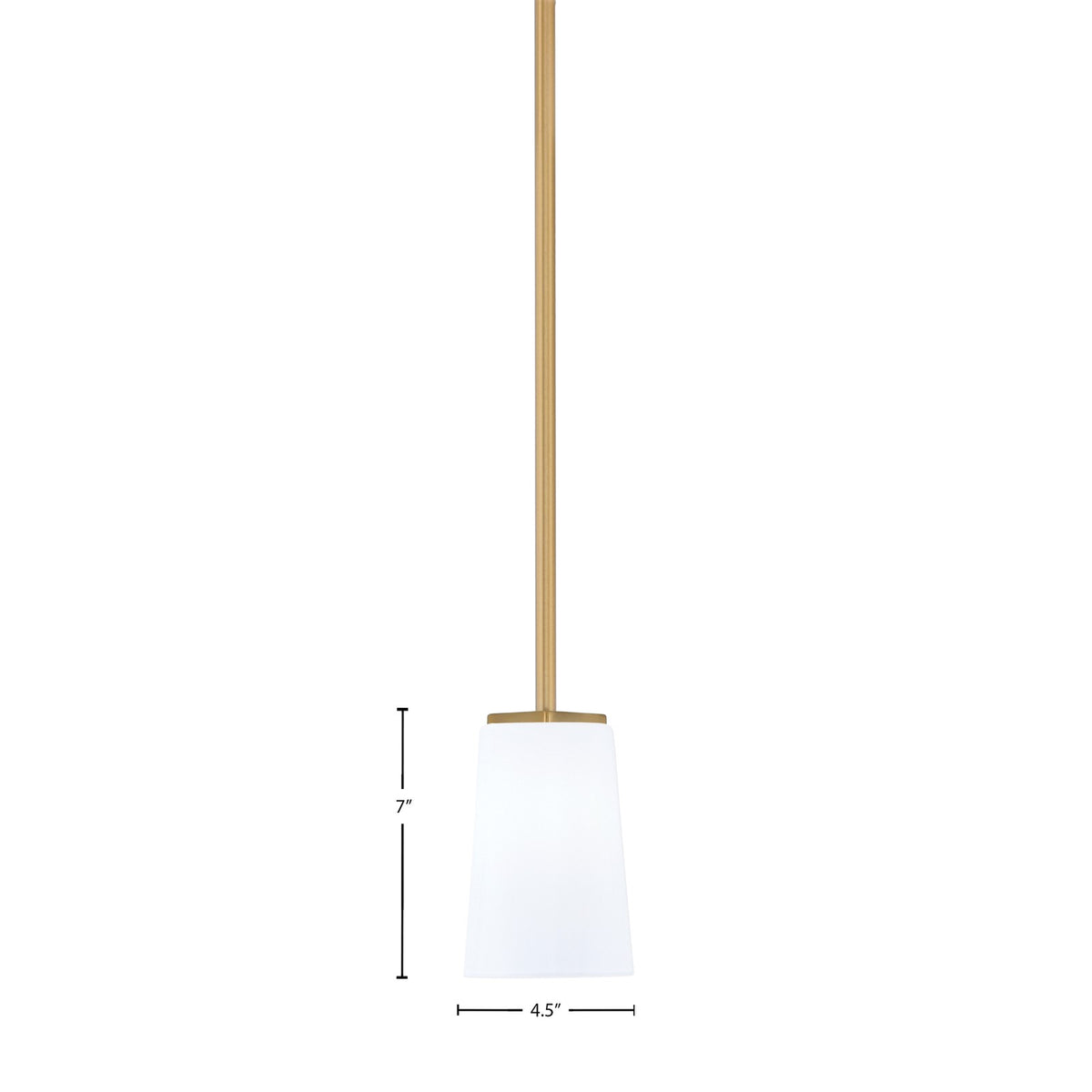 Toltec Franklin 4.5in 1-Light Mini Pendant | New Age Brass and White Opal Glass | Kitchen Island & Breakfast Bar | 4.5 x 7 in | Model 1201-NAB-261