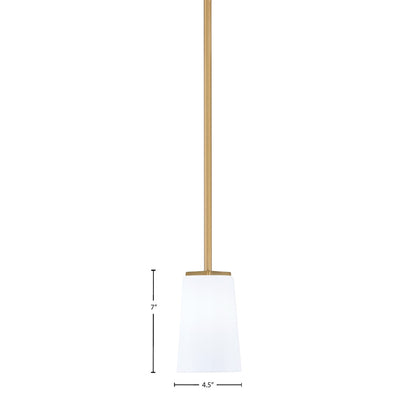 Toltec Franklin 4.5in 1-Light Mini Pendant | New Age Brass and White Opal Glass | Kitchen Island & Breakfast Bar | 4.5 x 7 in | Model 1201-NAB-261