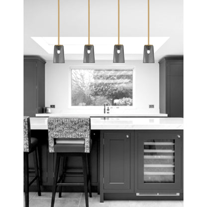Toltec Franklin 4.5in 1-Light Mini Pendant | New Age Brass and Smoke Bubble Glass | Kitchen Island & Breakfast Bar | 4.5 x 7 in | Model 1201-NAB-262