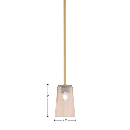 Toltec Franklin 4.5in 1-Light Mini Pendant | New Age Brass and Amber Gradient Glass | Kitchen Island & Breakfast Bar | 4.5 x 7 in | Model 1201-NAB-263