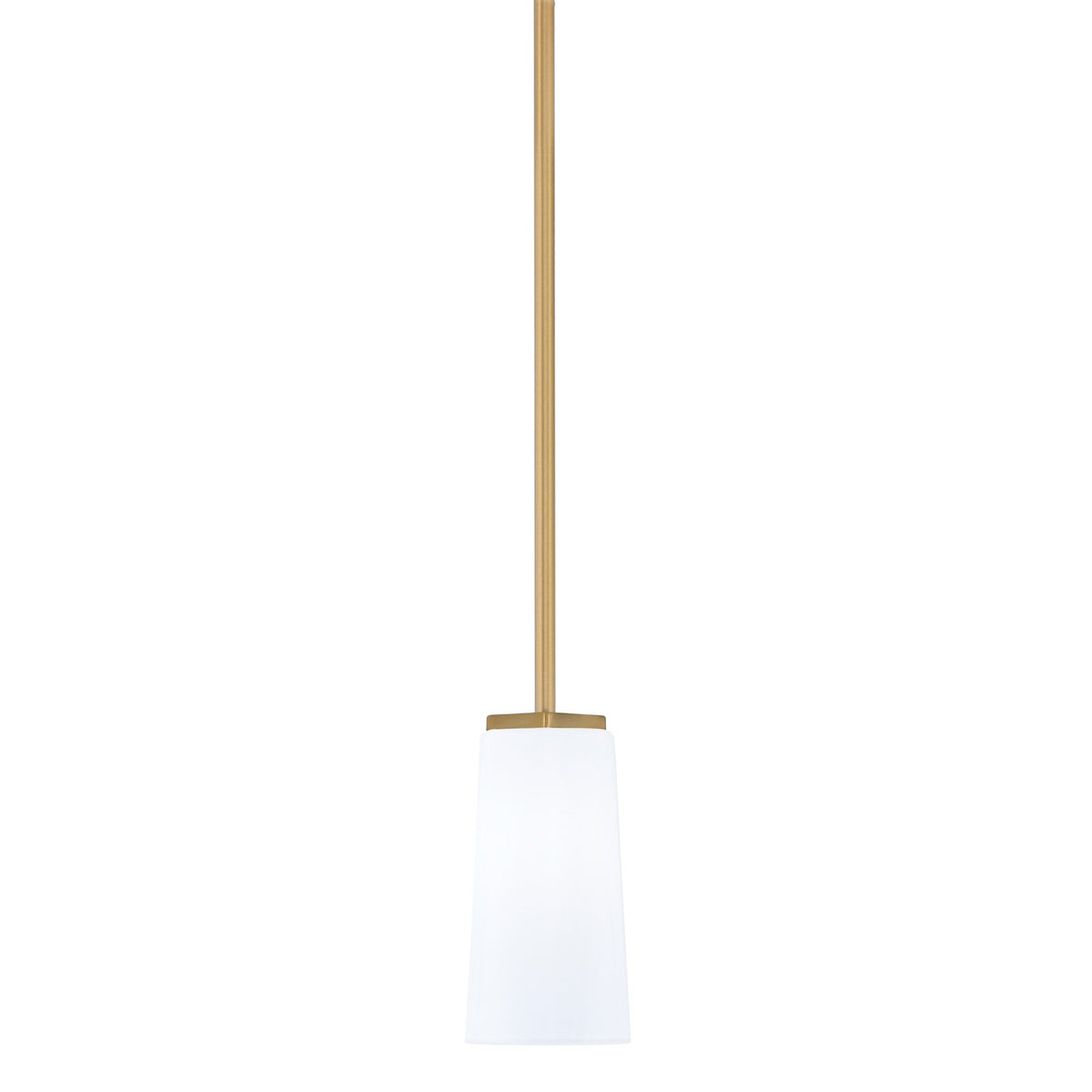 Toltec Franklin 5in 1-Light Mini Pendant | New Age Brass and White Opal Glass | Kitchen Island & Dining Room | 5 x 10 in | Model 1201-NAB-291