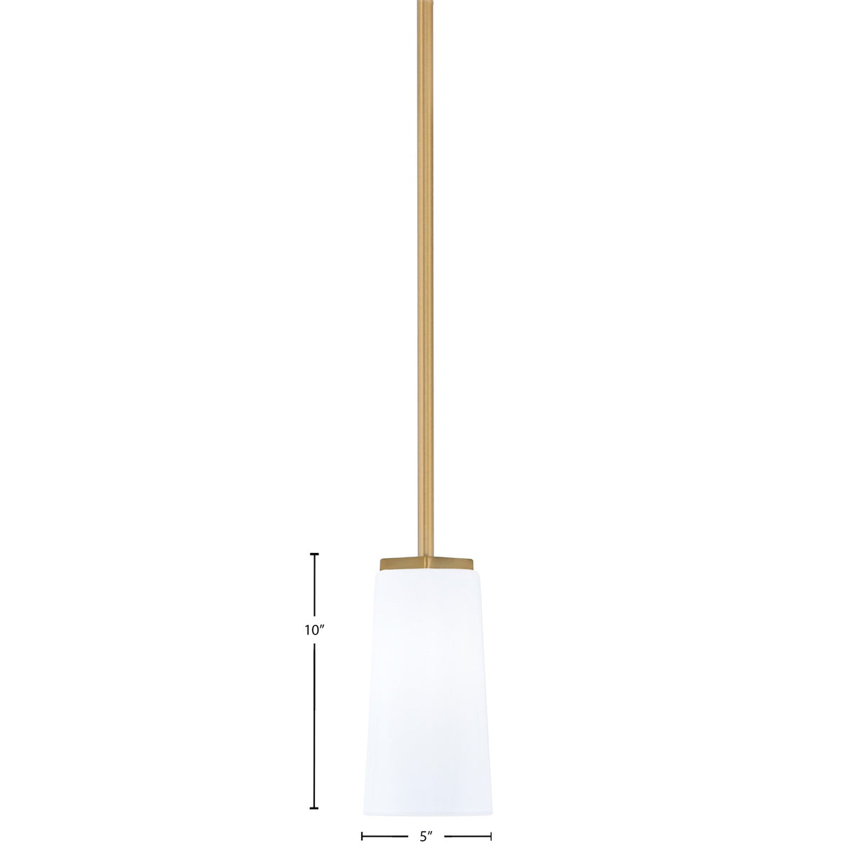 Toltec Franklin 5in 1-Light Mini Pendant | New Age Brass and White Opal Glass | Kitchen Island & Dining Room | 5 x 10 in | Model 1201-NAB-291