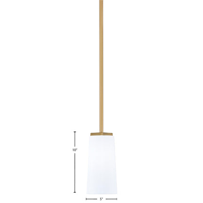 Toltec Franklin 5in 1-Light Mini Pendant | New Age Brass and White Opal Glass | Kitchen Island & Dining Room | 5 x 10 in | Model 1201-NAB-291