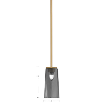 Toltec Franklin 5in 1-Light Mini Pendant | New Age Brass and Smoke Bubble Glass | Kitchen Island & Dining Room | 5 x 10 in | Model 1201-NAB-292