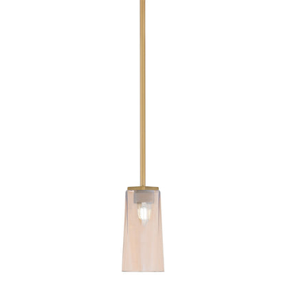 Toltec Franklin 5in 1-Light Mini Pendant | New Age Brass and Amber Gradient Glass | Kitchen Island & Dining Room | 5 x 10 in | Model 1201-NAB-293