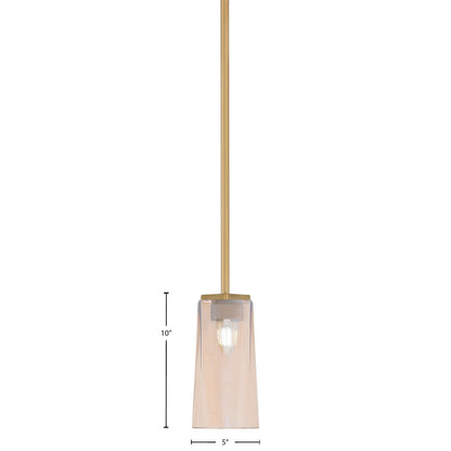 Toltec Franklin 5in 1-Light Mini Pendant | New Age Brass and Amber Gradient Glass | Kitchen Island & Dining Room | 5 x 10 in | Model 1201-NAB-293