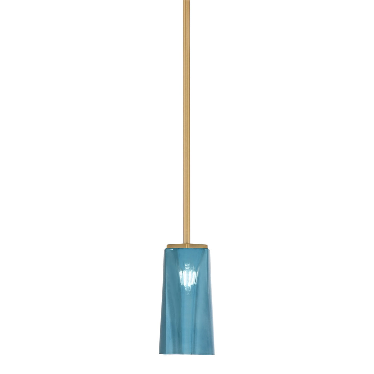 Toltec Franklin 5in 1-Light Mini Pendant | New Age Brass and Blue Gradient Glass | Kitchen Island & Dining Room | 5 x 10 in | Model 1201-NAB-295