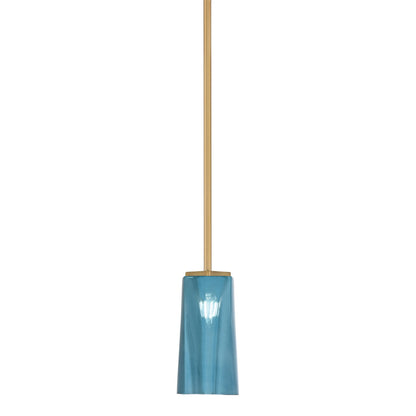 Toltec Franklin 5in 1-Light Mini Pendant | New Age Brass and Blue Gradient Glass | Kitchen Island & Dining Room | 5 x 10 in | Model 1201-NAB-295