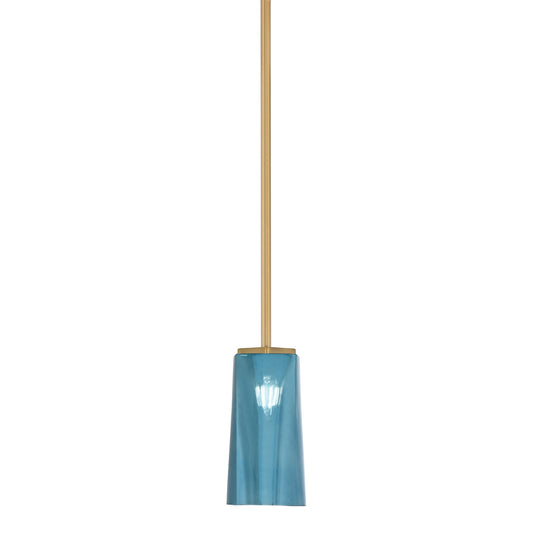 Toltec Franklin 5in 1-Light Mini Pendant | New Age Brass and Blue Gradient Glass | Kitchen Island & Dining Room | 5 x 10 in | Model 1201-NAB-295