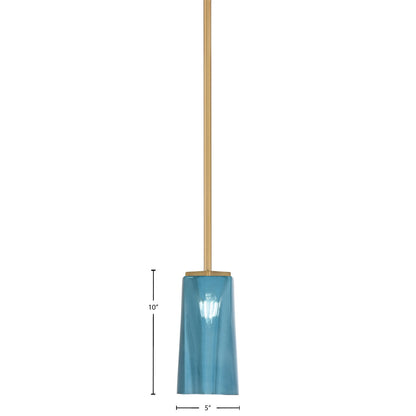 Toltec Franklin 5in 1-Light Mini Pendant | New Age Brass and Blue Gradient Glass | Kitchen Island & Dining Room | 5 x 10 in | Model 1201-NAB-295