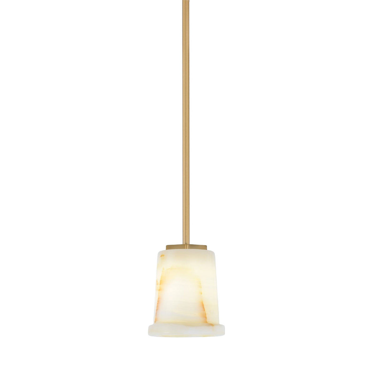 Toltec Franklin 6in 1-Light Mini Pendant | Transitional New Age Brass and Natural Stone | Kitchen Island & Dining Room | Model 1201-NAB-4128