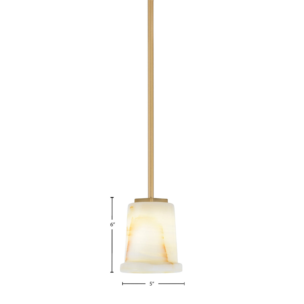 Toltec Franklin 6in 1-Light Mini Pendant | Transitional New Age Brass and Natural Stone | Kitchen Island & Dining Room | Model 1201-NAB-4128