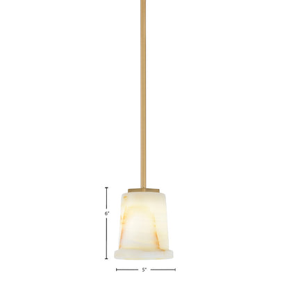Toltec Franklin 6in 1-Light Mini Pendant | Transitional New Age Brass and Natural Stone | Kitchen Island & Dining Room | Model 1201-NAB-4128