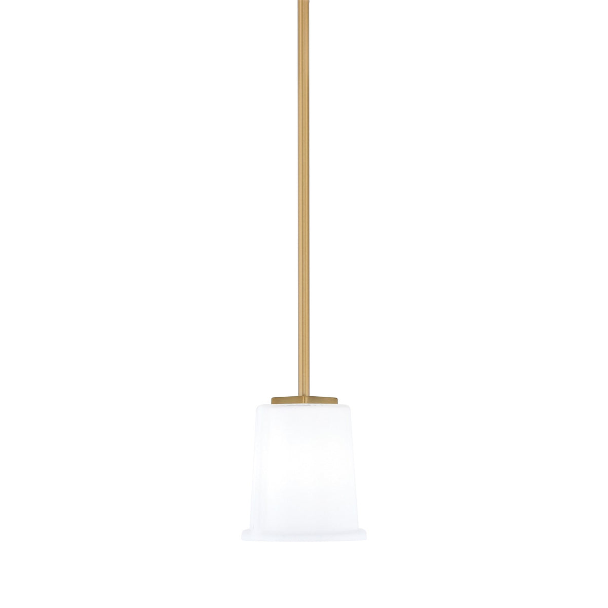 Toltec Franklin 6in 1-Light Mini Pendant | Transitional New Age Brass and White Opal Glass | Kitchen Island & Dining Room | Model 1201-NAB-5031