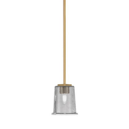 Toltec Franklin 6in 1-Light Mini Pendant | Transitional New Age Brass and Smoke Bubble Glass | Kitchen Island & Dining Room | Model 1201-NAB-5032