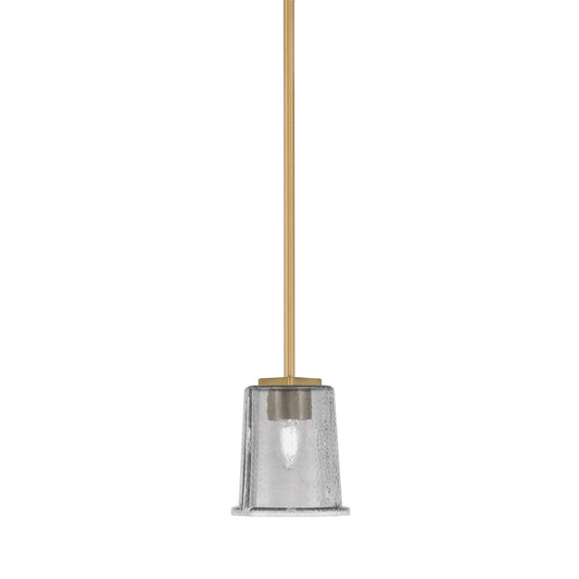 Toltec Franklin 6in 1-Light Mini Pendant | Transitional New Age Brass and Smoke Bubble Glass | Kitchen Island & Dining Room | Model 1201-NAB-5032
