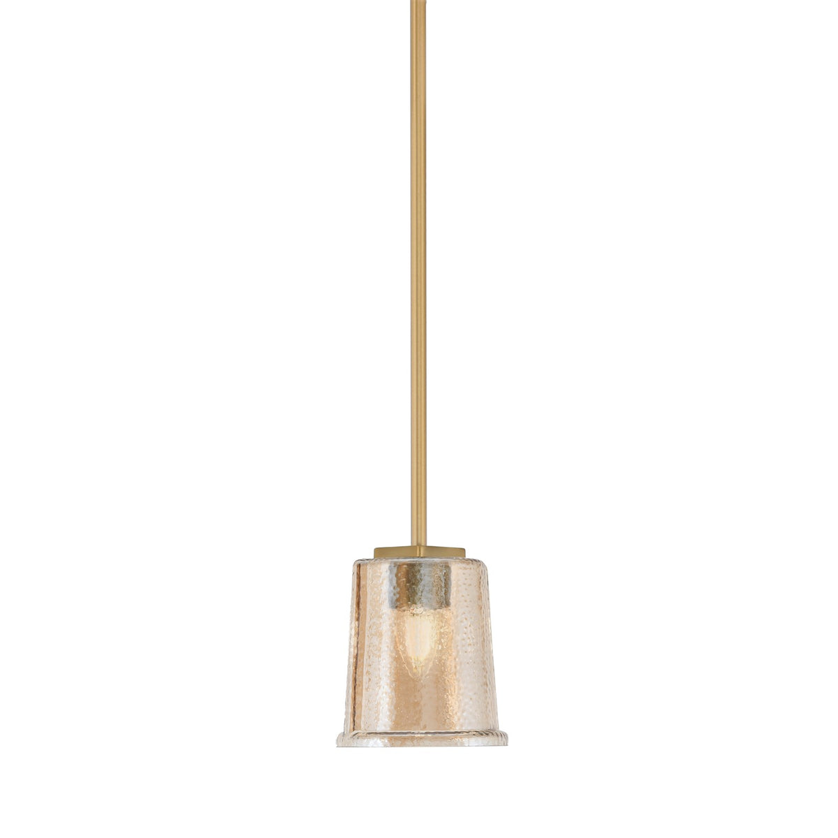 Toltec Franklin 6in 1-Light Mini Pendant | Transitional New Age Brass and Amber Bubble Glass | Kitchen Island & Dining Room | Model 1201-NAB-5033