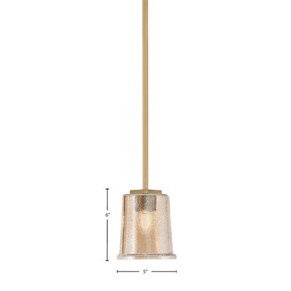 Toltec Franklin 6in 1-Light Mini Pendant | Transitional New Age Brass and Amber Bubble Glass | Kitchen Island & Dining Room | Model 1201-NAB-5033