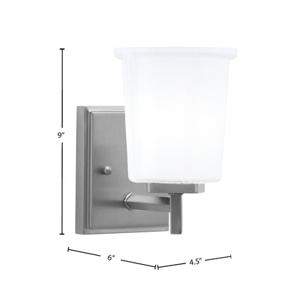 Toltec Franklin 9in 1-Light Wall Sconce | Modern Graphite and White Opal Glass | Bathroom & Hallway Accent Light | 4.5 x 6 x 9 in | Model 1211-GP-5031