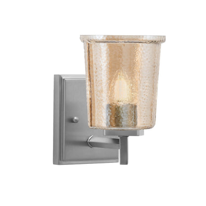 Toltec Franklin 9in 1-Light Wall Sconce | Modern Graphite and Amber Bubble Glass | Bedroom & Hallway Accent Light | Model 1211-GP-5033