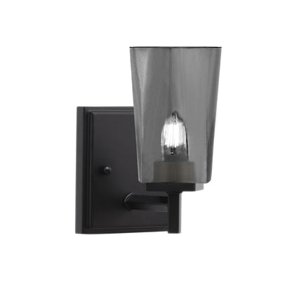 Toltec Franklin 10in 1-Light Wall Sconce | Modern Matte Black and Smoke Bubble Glass | Bathroom & Hallway Accent Light | Model 1211-MB-262