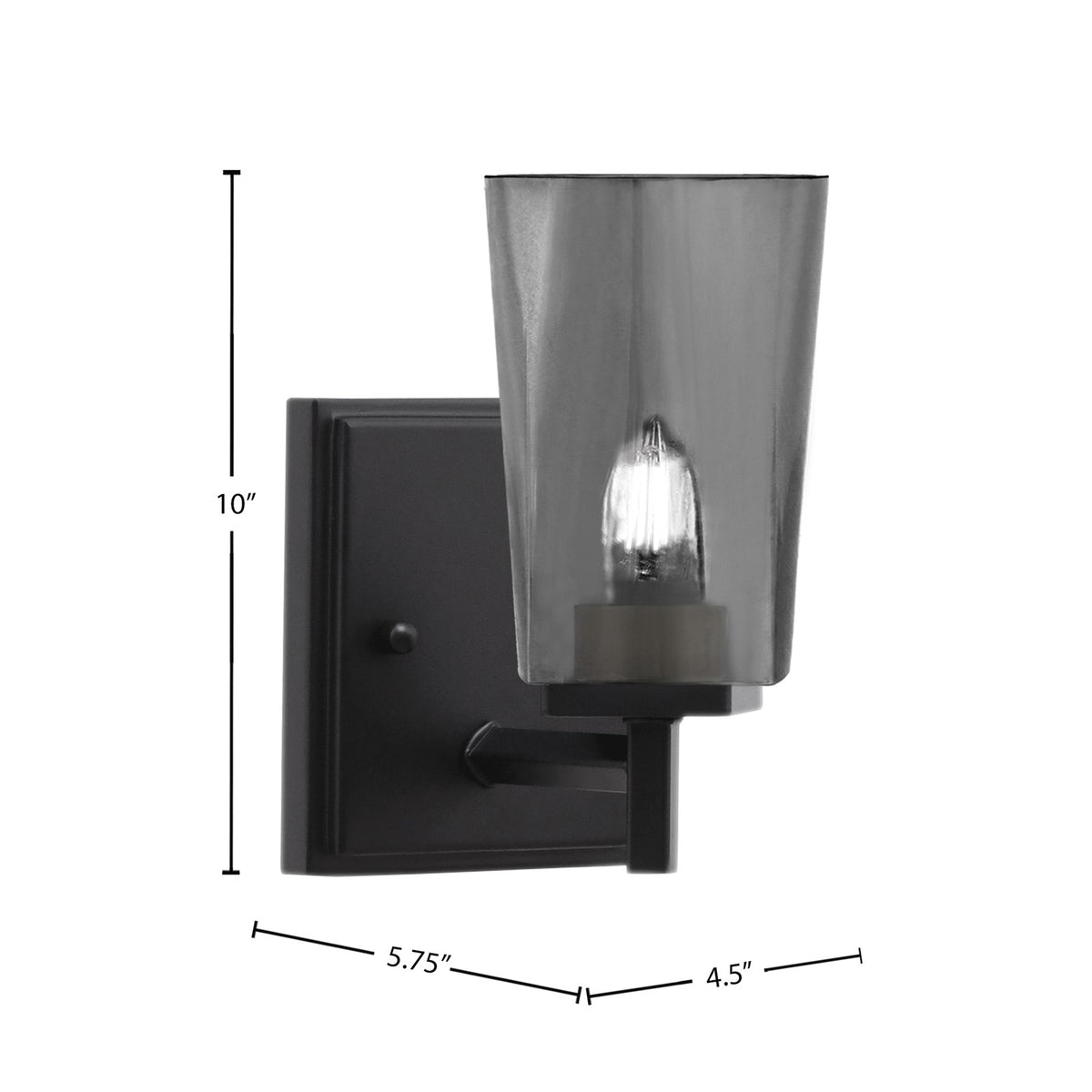 Toltec Franklin 10in 1-Light Wall Sconce | Modern Matte Black and Smoke Bubble Glass | Bathroom & Hallway Accent Light | Model 1211-MB-262