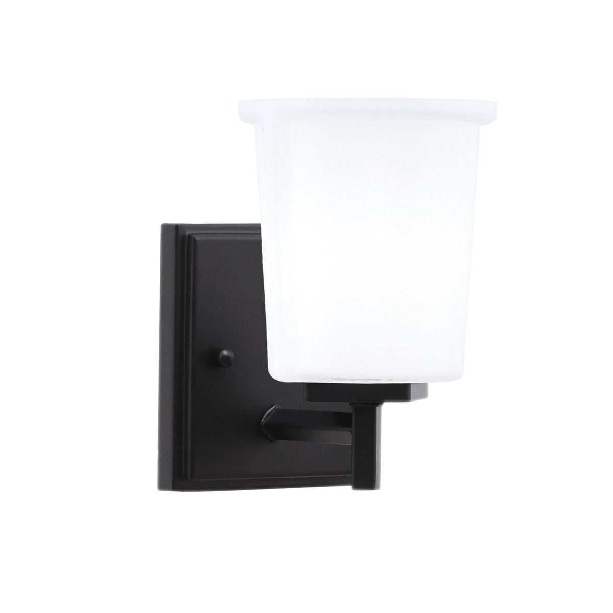 Toltec Franklin 9in 1-Light Wall Sconce | Modern Matte Black and White Opal Glass | Bathroom & Hallway Accent Light | Model 1211-MB-5031