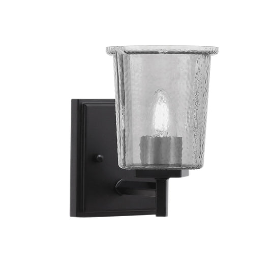 Toltec Franklin 9in 1-Light Wall Sconce | Modern Matte Black and Smoke Bubble Glass | Bathroom & Hallway Accent Light | Model 1211-MB-5032