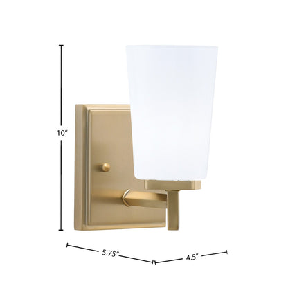 Toltec Franklin 10in 1-Light Wall Sconce | Modern New Age Brass and White Opal Glass | Bathroom & Hallway Accent Light | Model 1211-NAB-261