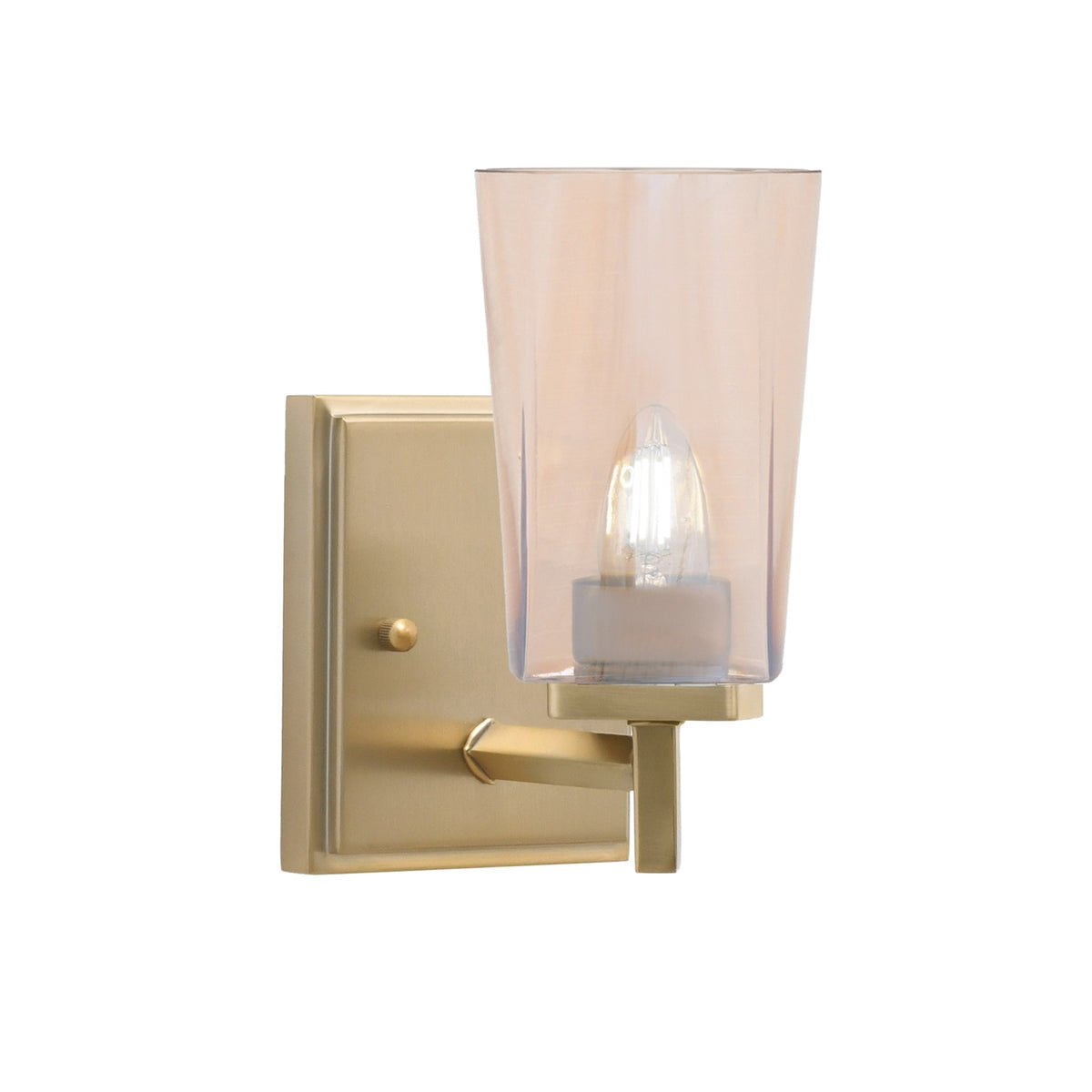 Toltec Franklin 1-Light Wall Sconce | New Age Brass and Amber Gradient Glass | Bathroom & Hallway Accent Light | Model 1211-NAB-263