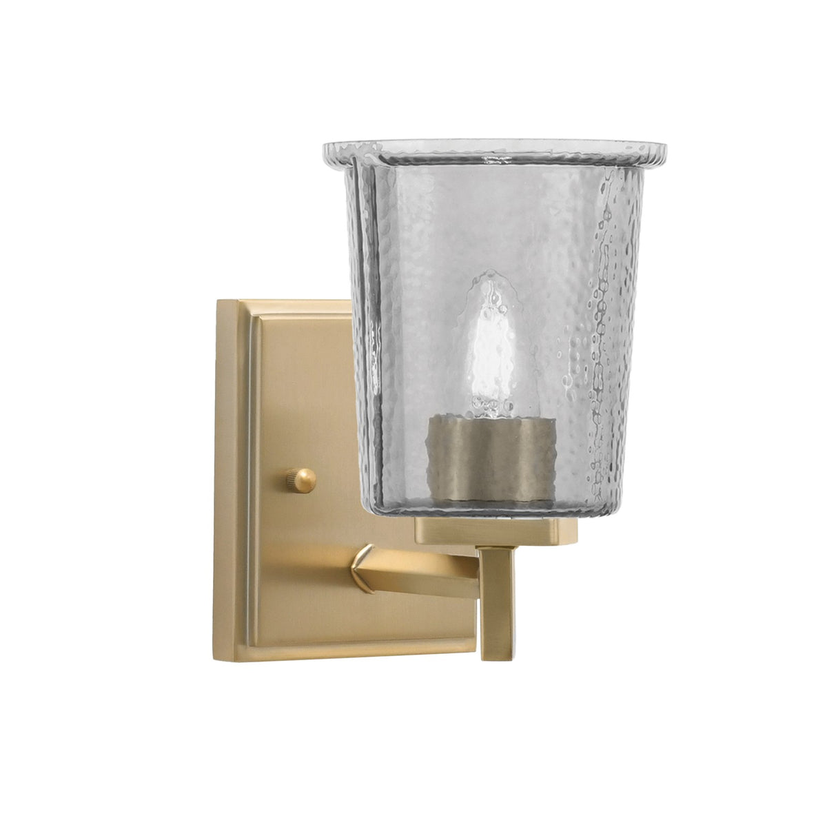 Toltec Franklin 9in 1-Light Wall Sconce | New Age Brass and Smoke Bubble Glass | Bathroom & Hallway | 4.5 x 6 x 9 in | Model 1211-NAB-5032