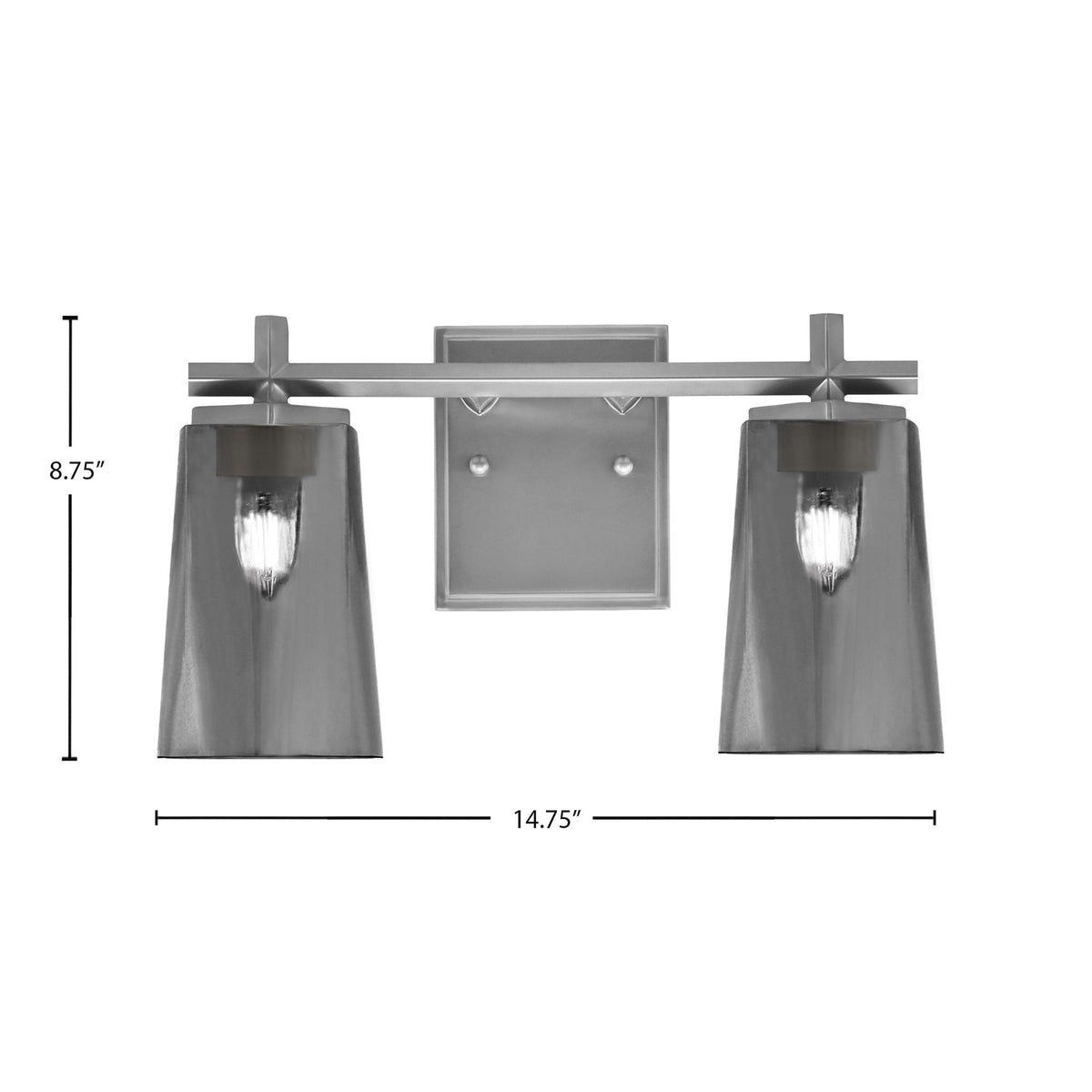 Toltec Franklin 2-Light Bath Bar | Graphite and Smoke Bubble Glass | Bathroom Vanity Light | 6.25 x 8.75 in | Model 1212-GP-262