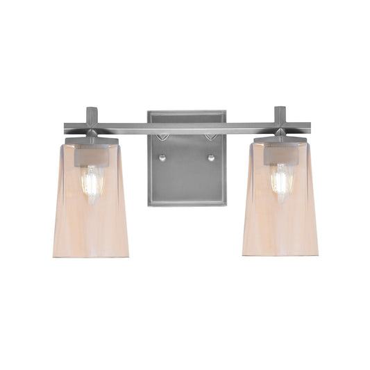 Toltec Franklin 2-Light Bath Bar | Graphite and Amber Gradient Glass | Bathroom Vanity Light | 6.25 x 8.75 in | Model 1212-GP-263