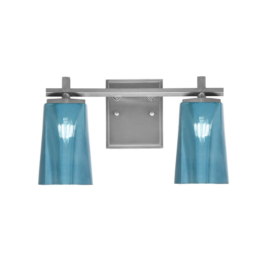 Toltec Franklin 8.75in 2-Light Bath Bar | Modern Graphite Steel and Blue Gradient Glass | Bathroom Vanity Light | 6.25 x 8.75 in | Model 1212-GP-265