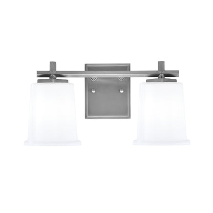 Toltec Franklin 7.75in 2-Light Bath Bar | Modern Graphite Steel and White Opal Glass | Bathroom Vanity Light | 6.75 x 7.75 in | Model 1212-GP-5031
