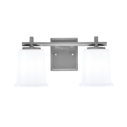 Toltec Franklin 7.75in 2-Light Bath Bar | Modern Graphite Steel and White Opal Glass | Bathroom Vanity Light | 6.75 x 7.75 in | Model 1212-GP-5031